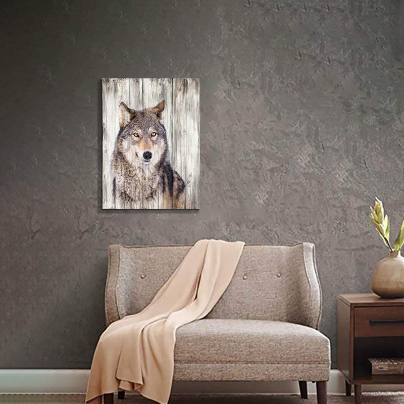 Hardy Gallery Gray Wolf Wall Art Print: Wild Animal Artwork Painting Picture on Canvas for Living Room Decor (24'' x 18'') - Image 4